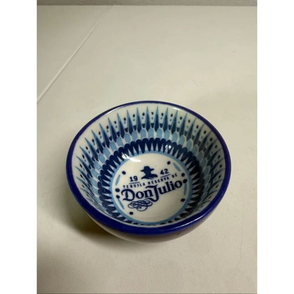 Don Julio 1942 Tequilla Salsa Guacamole Bowl Indigo Blue White